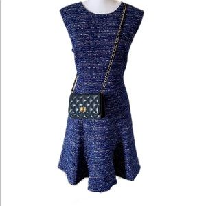 NWT J.Crew Cobalt Boucle Tweed Flare Dress Sz 12